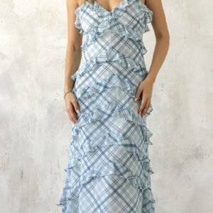 Plaid Ruffle Midi Dress